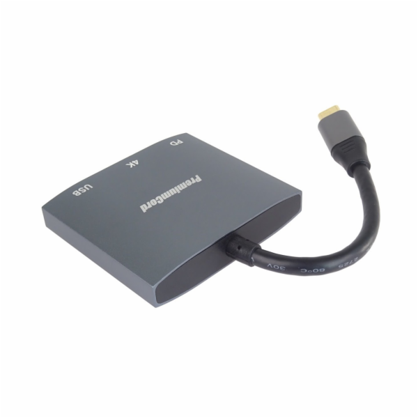 PremiumCord adaptér USB-C na HDMI, USB3.0,  PD, rozlišení...