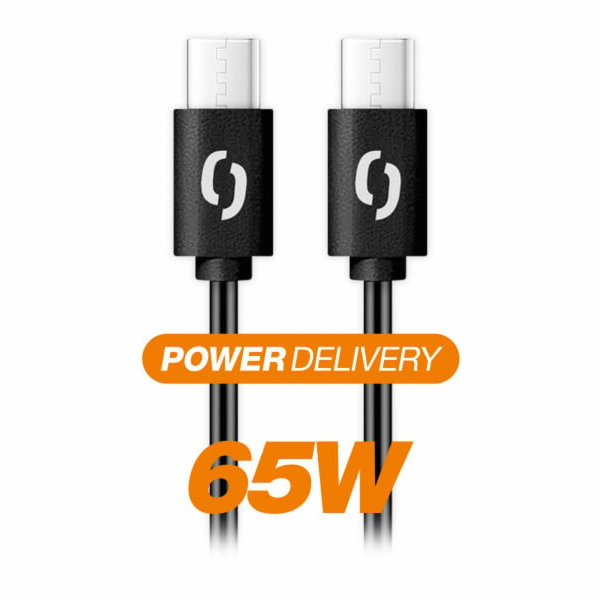 Datový kabel ALIGATOR POWER 65W, USB-C/USB-C 3A 0,5m, černý