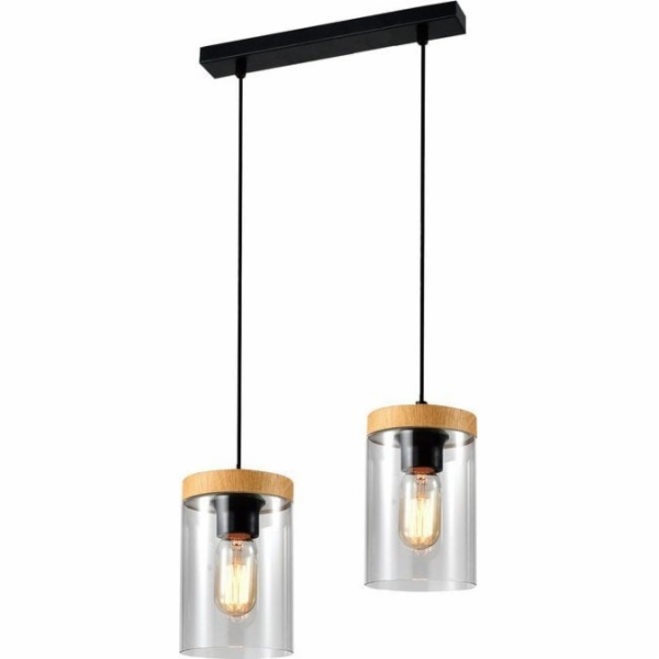 Candellux Závěsná lampa Wels 2X40 černá + dřevěné kouřové...