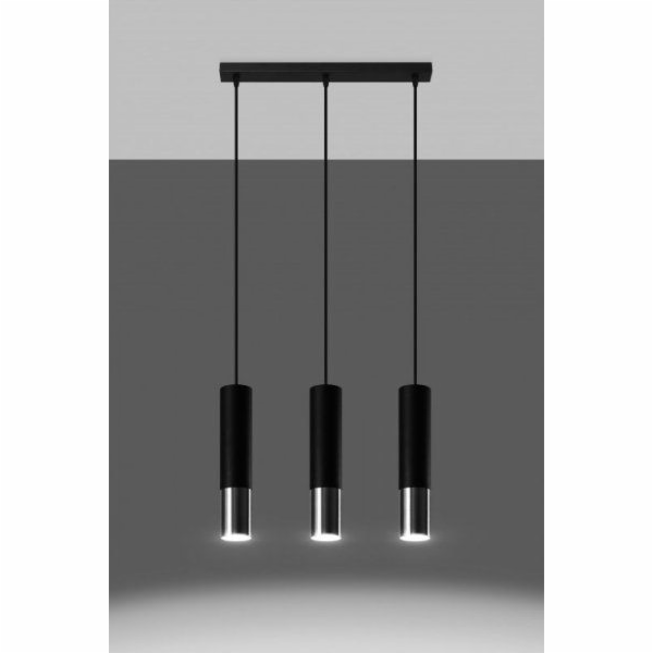 Sollux Závěsná lampa LOOPEZ 3L černá/chrom