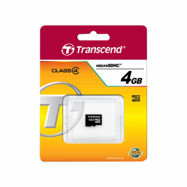 TRANSCEND MicroSDHC karta 4GB Class 4, bez adaptéru