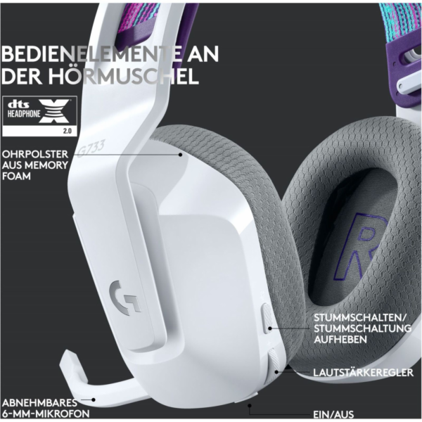 Logitech G733 LIGHTSPEED Wireless RGB Gaming Headset - WH...