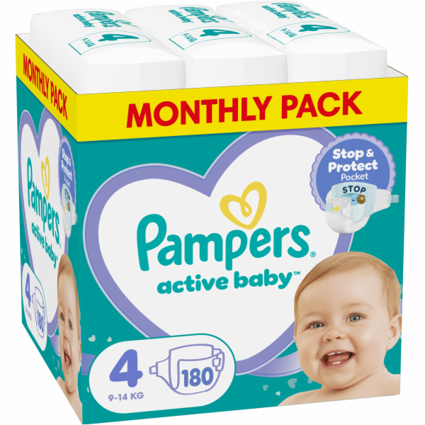 Pampers Active Baby Plenky Velikost 4, 9 kg-14 kg, 180 ks