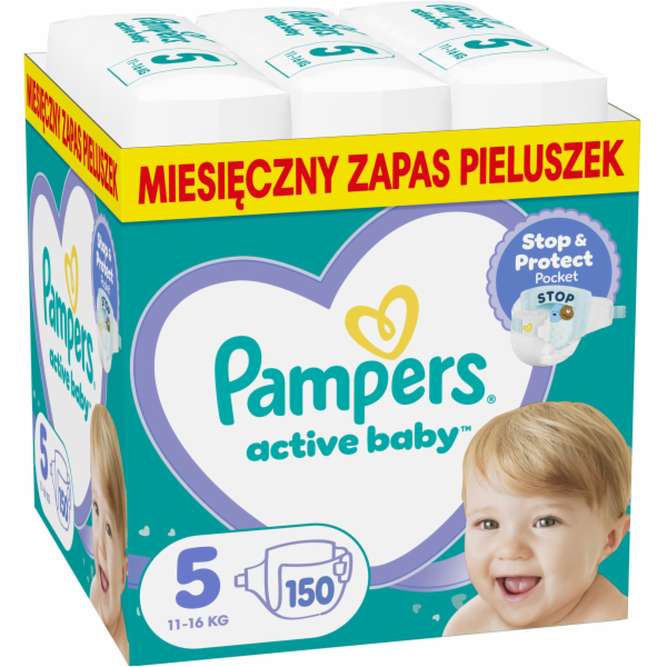 Pampers Active Baby Plenky Velikost 5, 11 kg-16 kg, 150 ks