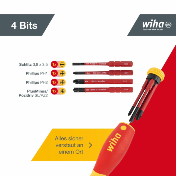 Šroubovák Wiha se zásobníkem bitů PocketMax electric