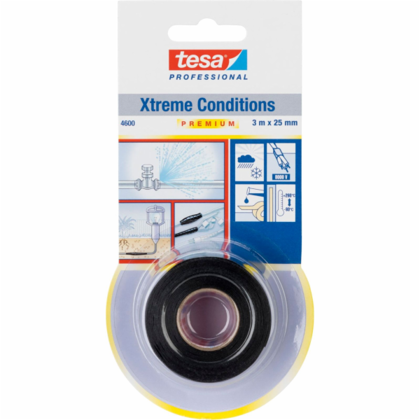 Tesa Silicone Tape 3m x 25mm Prem. Prof.Xtr.Cond.black 04600