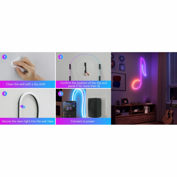 Govee Neon Rope Light 2 Clips 5 ks Černá