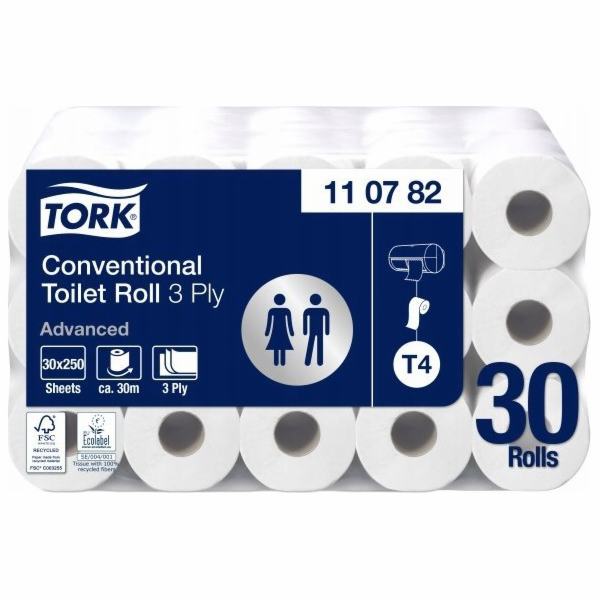 TORK Toaletní papír "Soft", 3-vrstvý, T4 systém, 30 m