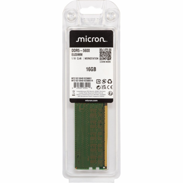 Micron 16GB DDR5-5600 ECC UDIMM 1Rx8 CL46