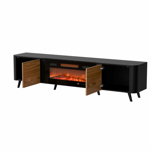 Cama Volare RTV skříňka 200 x 39 x 49 cm černá/ořech + krb