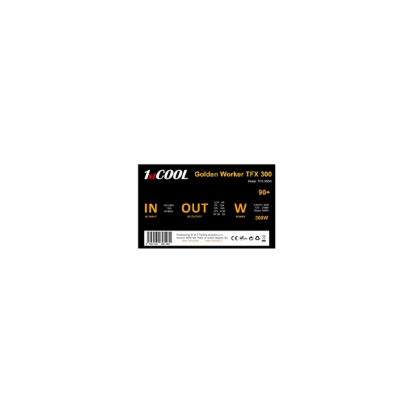 1stCOOL Zdroj Golden Worker TFX 300 88+, 300W, TFX, černá