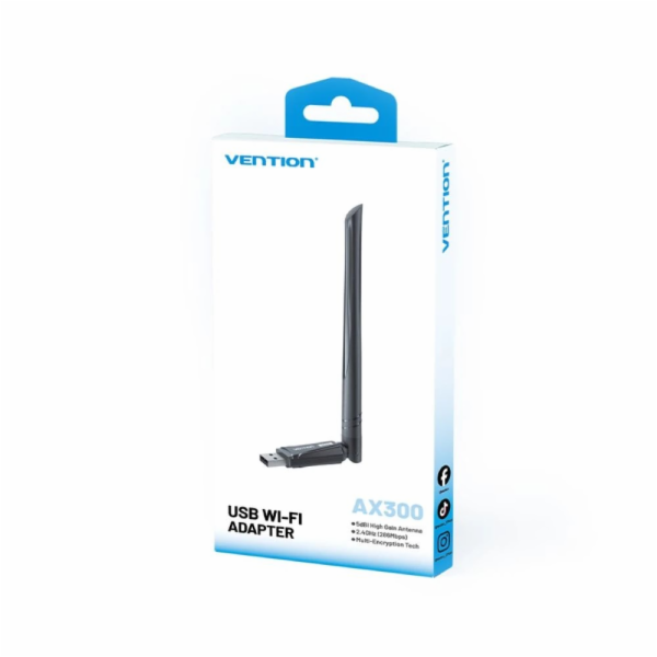 Síťová karta Vention AX300 USB Wi-Fi 6 2,4 GHz BK