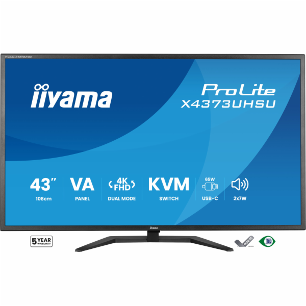 iiyama ProLite/X4373UHSU-B2/42,5"/VA/4K UHD/60Hz/3ms/Čern...