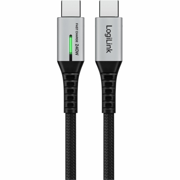 LogiLink Opletený kabel USB-C 20 Gb/s, 240W, 0,5 m, černý