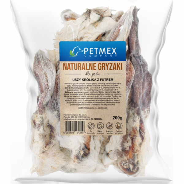 PETMEX Uszy Królika z futrem 200g
