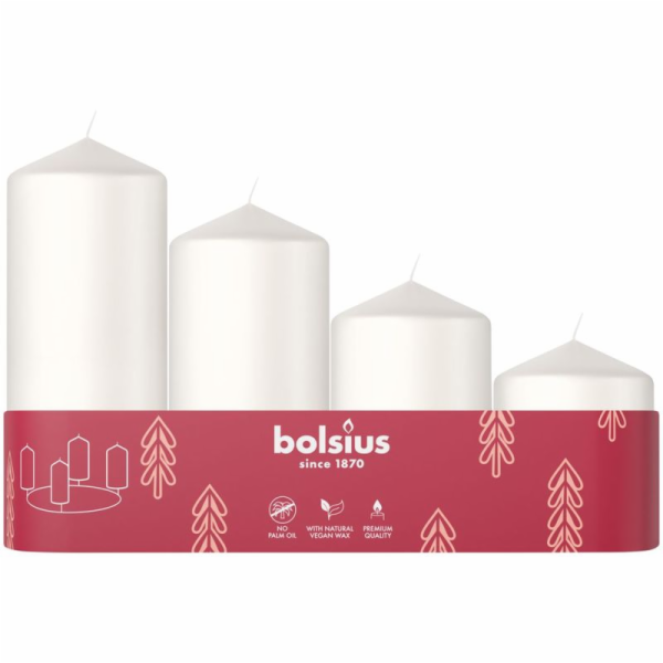 Svicky Bolsius Pillar Advent, Vanoce, bile, 60/80/100/120...