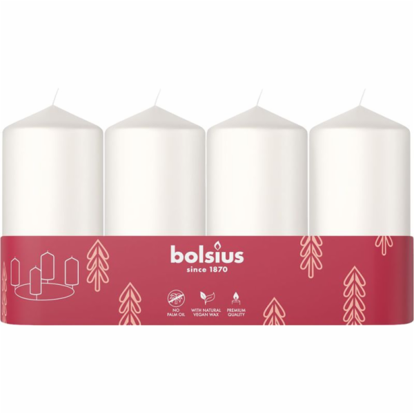 Sviečky Bolsius Pillar Advent, Vianoce, biele, 48/100 mm,...