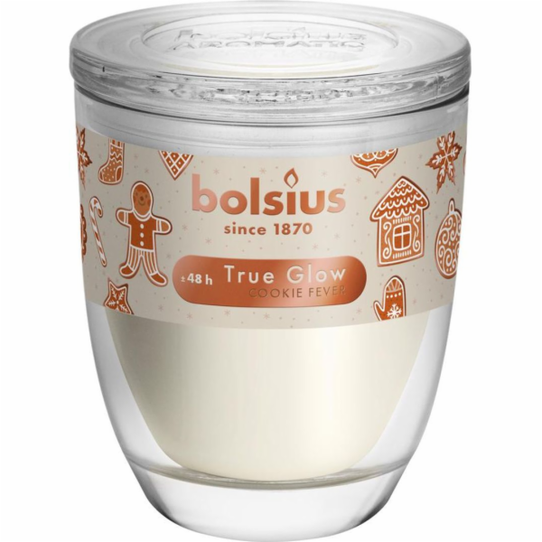 Svíčka Bolsius Cookie Fever, Vánoce, krémová, ve skle, 48...
