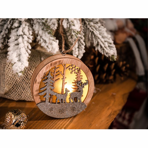 MagicHome Vánoční dekorace, Jelen v kouli, LED, závěsná, ...