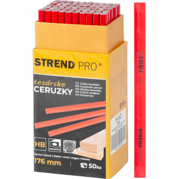 Tužka Strend Pro, tesařská, 176 mm, hranatá, černá tuha, ...