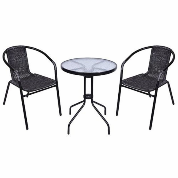 Set balkónový ALESIA, černý/antracit, stůl 70x60 cm, 2x ž...