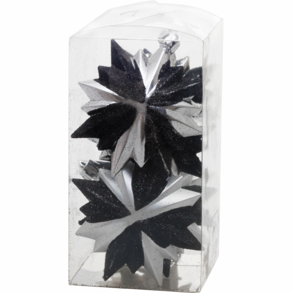 MagicHome vánoční ozdoba, 6 ks, černá - stříbrná, 8x9,5 cm