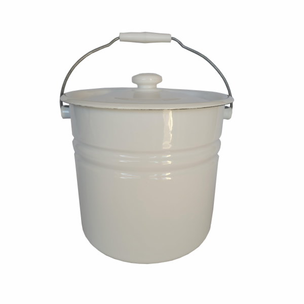 Smaltovaný kbelík se dvěma víky, 12 l, bílý