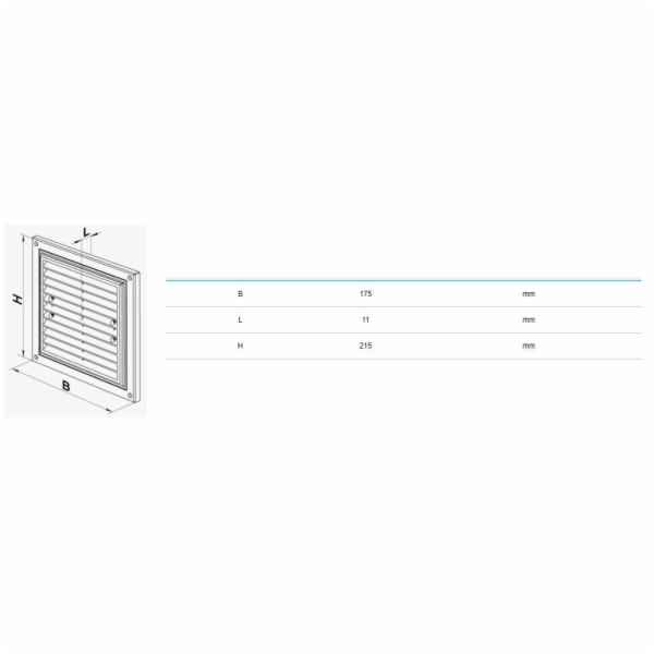 Ventilační mřížka HAUSHALT MV, 215 x 175 mm
