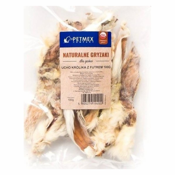 PETMEX žvýkačka pro psy Králičí ucho s kožešinou 100g