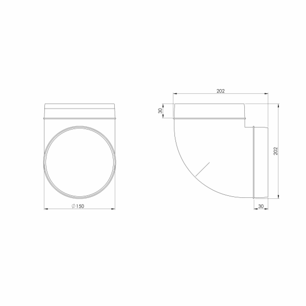 Větrací koleno EUROPLAST AL150-90, D150 90°