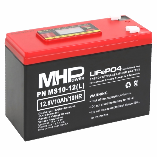 Baterie MHPower MS10-12(L) LiFePO4, 12V/10Ah, F2 - 6,3mm