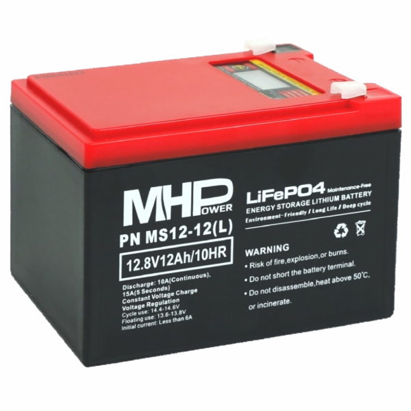 Baterie MHPower MS12-12(L) LiFePO4, 12V/12Ah, F2 - 6,3mm