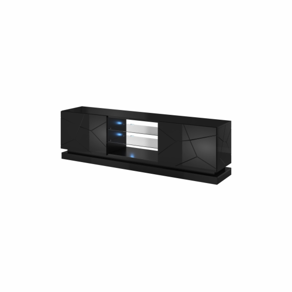 Cama TV skříňka QIU 200 MDF černý lesk/černý lesk
