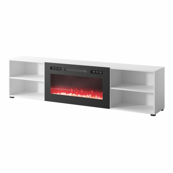 RTV skříň POLO 200x33x50,5 bílá + krbová černá