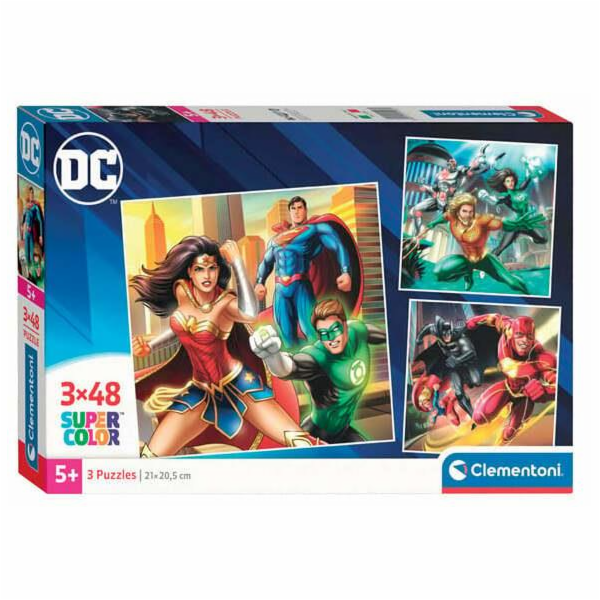 Clementoni - Puzzle 3x48 Square DC Comics Liga spravedlnosti