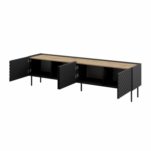 4D RTV skříň ONDA 200x40x35-54 černá (stojící nebo nástěnná)