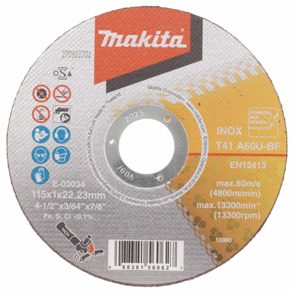 Makita E-03034; 115x1,0x22,23 mm Brusný řezný kotouč