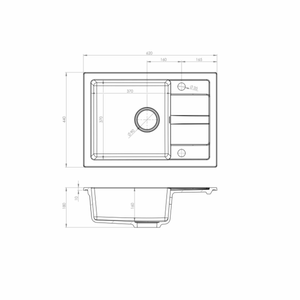 Černý dřez s flexi baterií - MAIDSINKS BALI dřez (62x44) ...