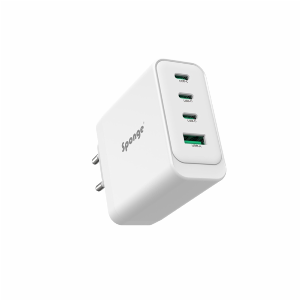 Adaptér Sponge C4 100W GaN, USB-C/USB-A, bílý