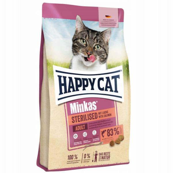 Happy Cat Minkas Sterilised Lachs, suché krmivo, pro ster...