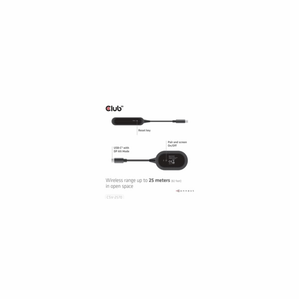 Club3D Bezdrátový adaptér (vysílač) USB-C na HDMI, Full H...