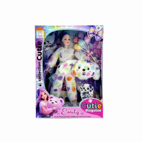 NENURODYTA_V Panenka Emily s kostýmem psa QJ201B, 32 cm