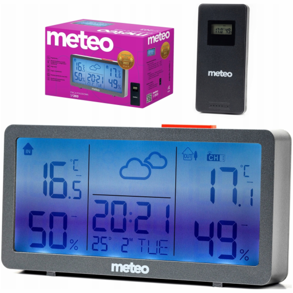 Meteo rologická stanice METEO, vlhkoměr, teploměr, hodiny...