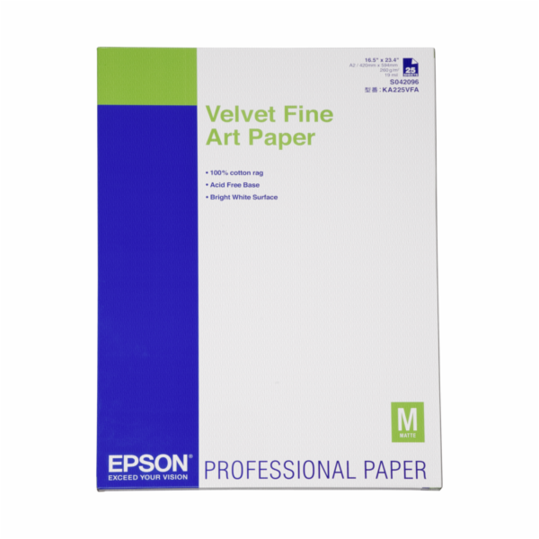 Velvet Fine Art Paper, DIN A2, 260g/m?, 25 listů
