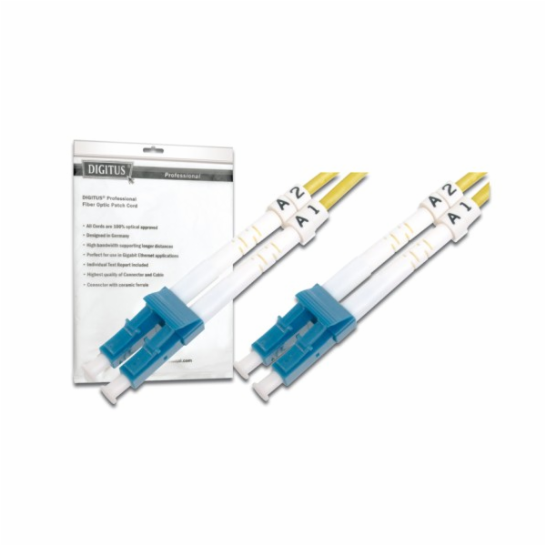 DIGITUS Fiber Optic Patch Cord, LC to LC, Singlemode, OS1...