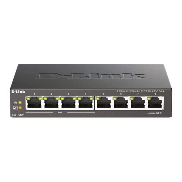 D-Link DGS-1008P D-Link DGS-1008P 8-port Gigabit Desktop ...