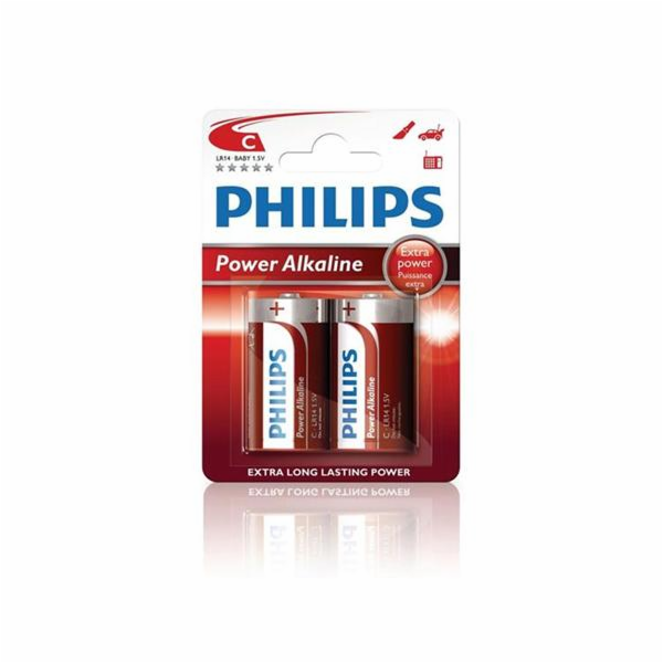 Philips baterie C PowerLife, alkalická - 2ks