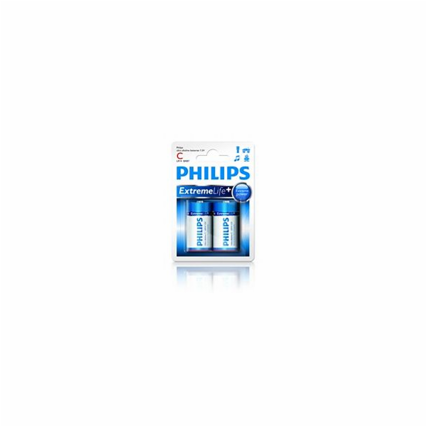 Philips baterie C ExtremeLife+, alkalická - 2ks