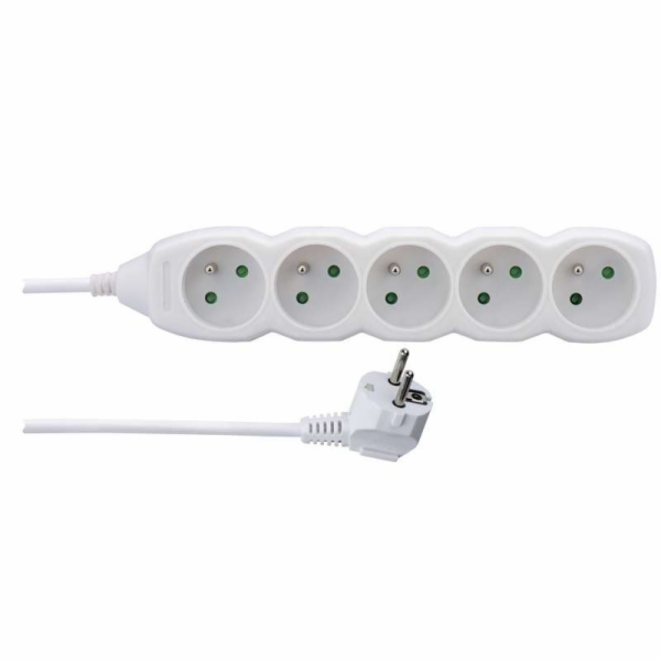 Prodlužovací kabel 1,5m / 5 zásuvek / bílý / PVC / 1mm2