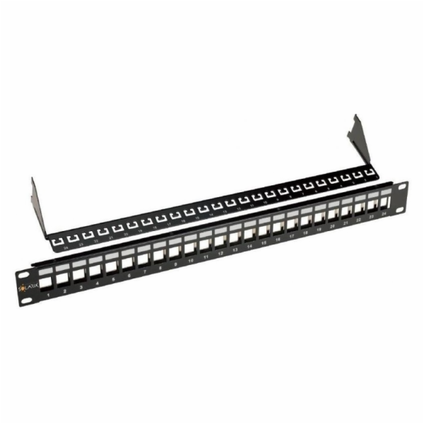 19" modulární neosazený patch panel Solarix 24 portů čern...